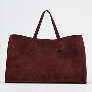 Zara Elegant Brown Suede Tote Bag
